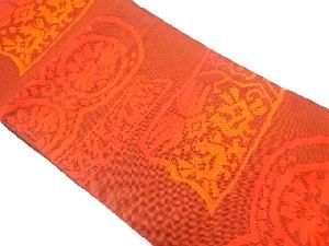 リサイクル　手織り真綿紬向かい鳥に花更紗模様織り出し名古屋帯